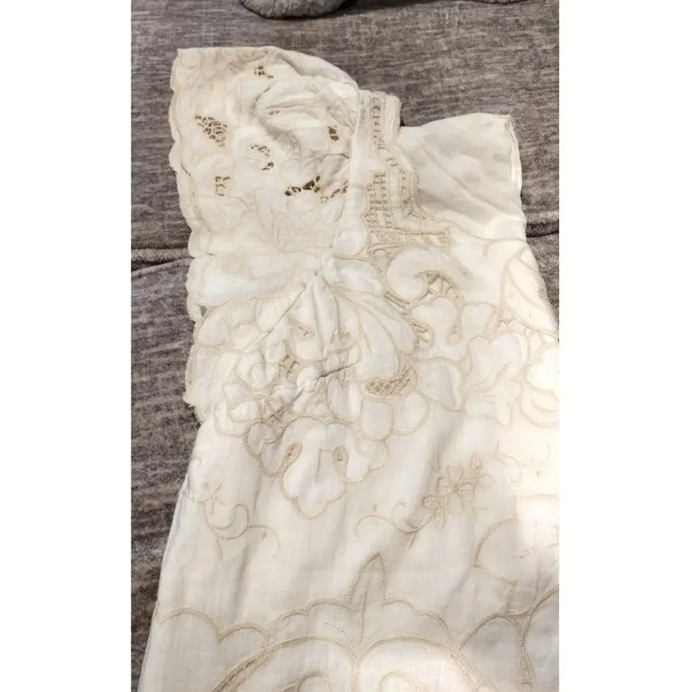 Anthropologie XL Lainie Embroidered Lace Cutwork Blouse Cream Boho Chic Coastal - Picture 10 of 10